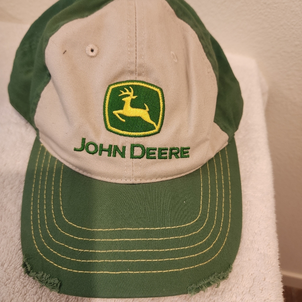 John Deere Green and Beige Hat